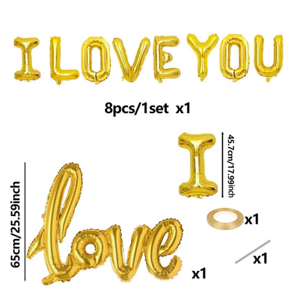Romantic “I Love You” Balloon Banner – Wedding, Engagement & Bride Gift Decoration