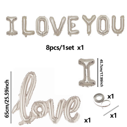 Romantic “I Love You” Balloon Banner – Wedding, Engagement & Bride Gift Decoration