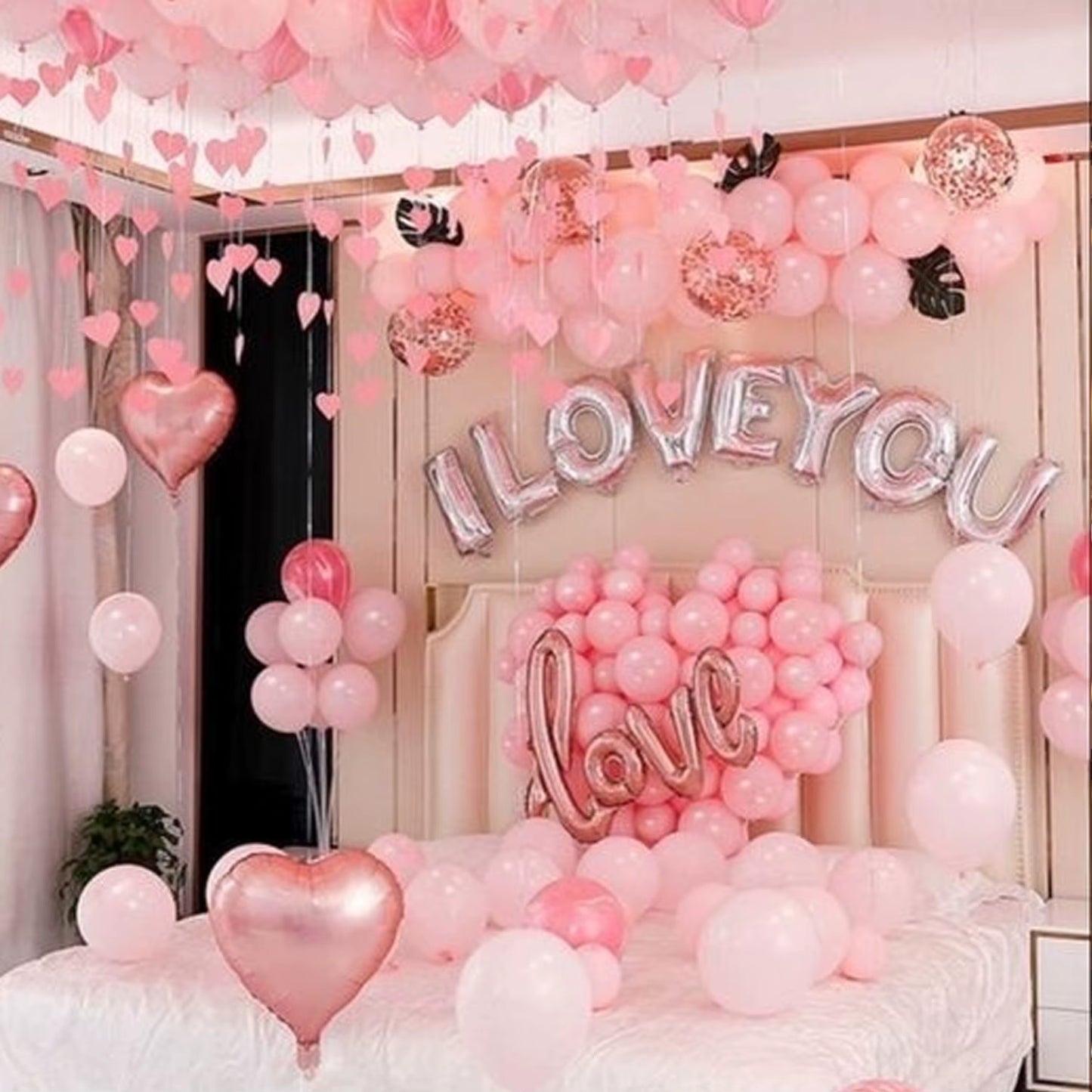 Romantic “I Love You” Balloon Banner – Wedding, Engagement & Bride Gift Decoration